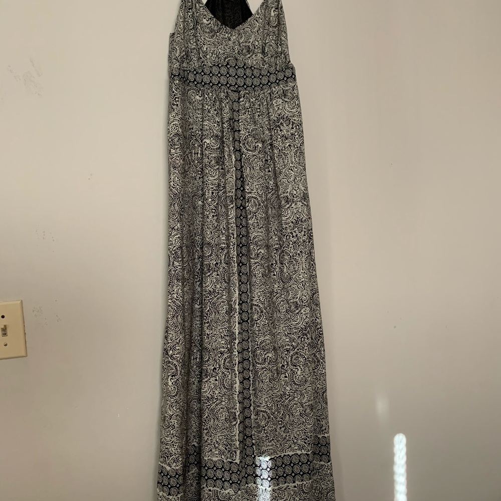 Floor Length Ann Taylor Loft Black and White Dress